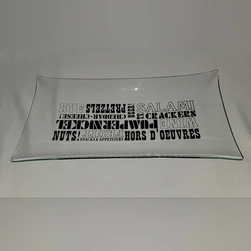 LARGE GLASS SNACK SERVING TRAY